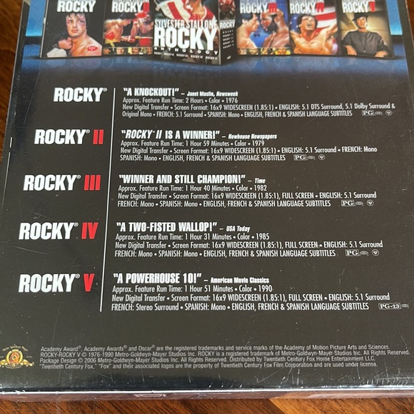 NEVER OPENED ROCKY SYLVESTER STALLONE MOVIE ANTHOLOGY DVD SET - ROCKY I - V - Picture 9 of 9